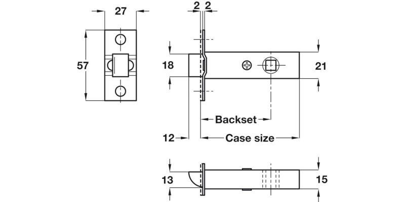 Tubular Mortice Latch HD 100/123mm SS