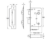 Bath Lock Mortice Latchbolt 58/78mm NP
