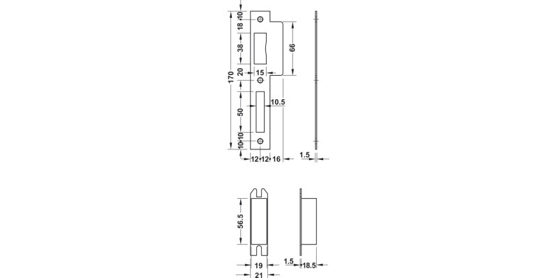 Startec Mortice Bathlock Sqr 55/84mm SSS