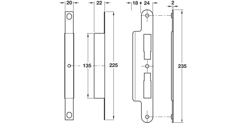Startec Mortice Bathlock Rad 60/92mm SSS