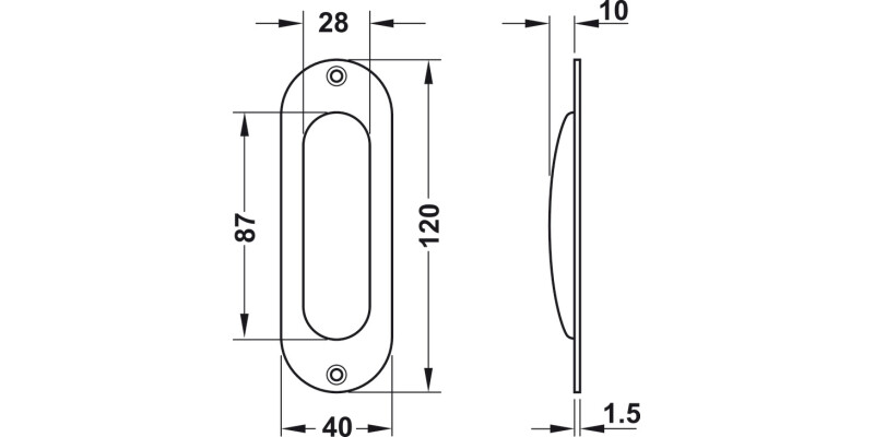 FSB Flush Pull Hdl Rnd 120x40mm Alu Slv