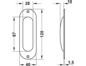FSB Flush Pull Hdl Rnd 120x40mm Alu Slv