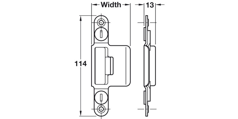 Latch Plate Assembly 44x114x13mm St BZP