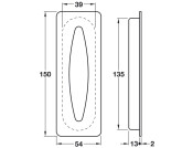 Flush Pull Hdl 150x54mm 304 SSS