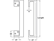 Cranked Pull Hdl FF 230mm cc Alu SAA
