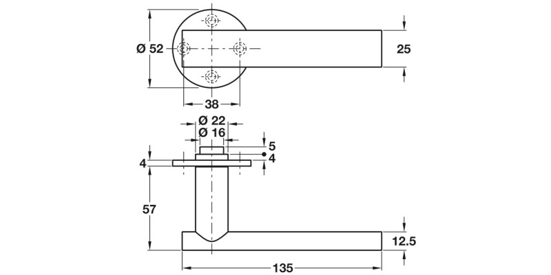 D Section Lever Hdls/Roses 316 PSS