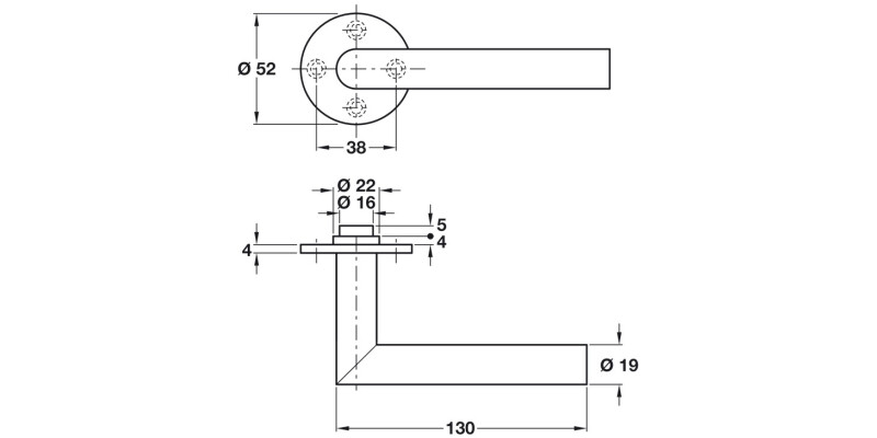 Pyrenean Lever Hdls/Rose D19mm 316 SSS
