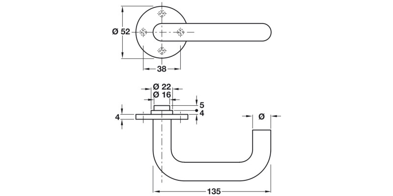 Snowdon Lvr Hdls/Rose D19mm 316 SSS