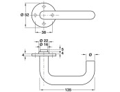 Snowdon Lvr Hdls/Rose D19mm 316 SSS