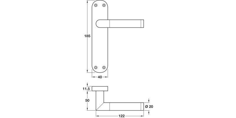 Mitred Lever Hdls/Plt Lever Brass P/SC