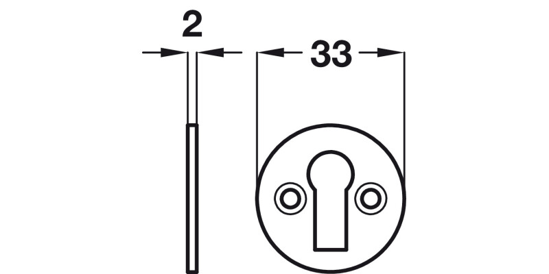 Escutcheon D33mm Plain Std KW Brass PB