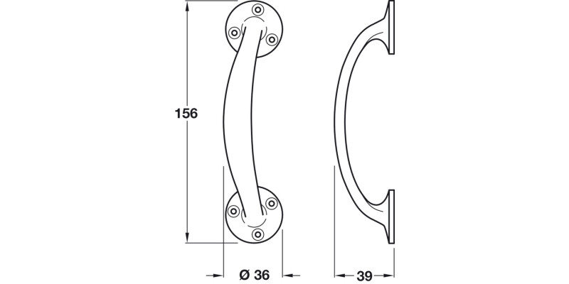Bow Hdl FF D36x156x39mm Brass PC