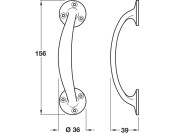 Bow Hdl FF D36x156x39mm Brass PC