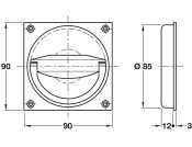 Flush Ring Pull Hdl 90x90mm Brass PB