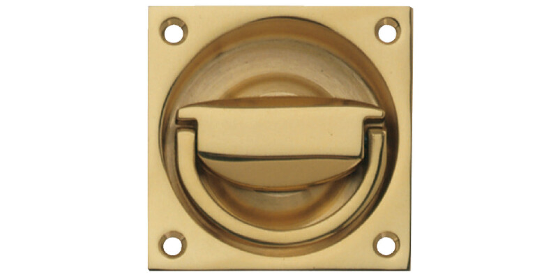 Flush Ring Pull Hdl 90x90mm Brass PB