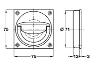 Flush Ring Pull Hdl 65x65mm Brass PB