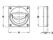 Flush Ring Pull Hdl 65x65mm Brass SN