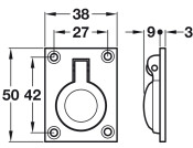 Flush Ring Pull Hdl 50x38x12mm Brass PB