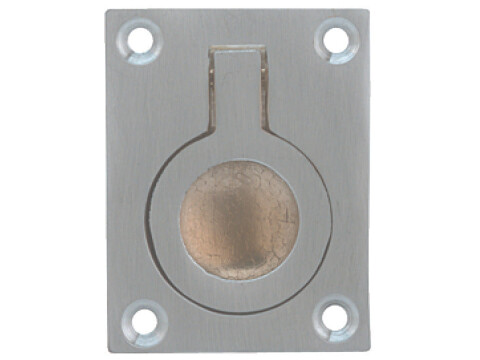 Flush Ring Pull Handle, Height 50 mm x Width 38 mm x Depth 12 mm, Brass