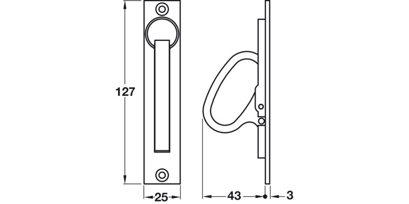 Edge Flush Pull Hdl 127x25mm Brass AB