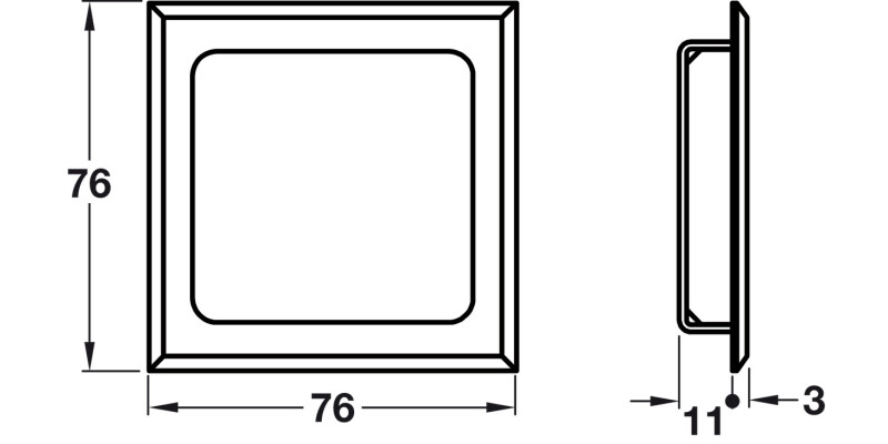 Flush Pull Hdl Thick 76x76mm Brass SN