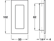 Flush Pull Hdl 102x50mm Brass PB