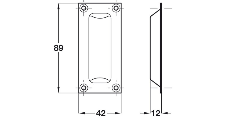 Flush Pull Hdl 89x42mm Brass SC