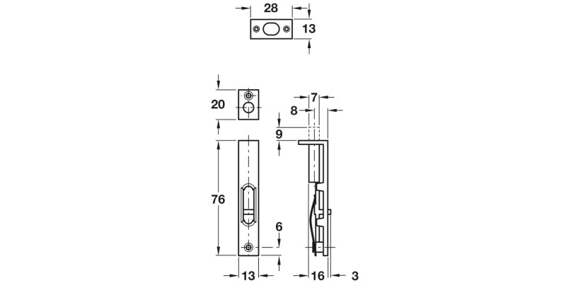 Furniture Bolt Flush 76x13mm Brass SNP