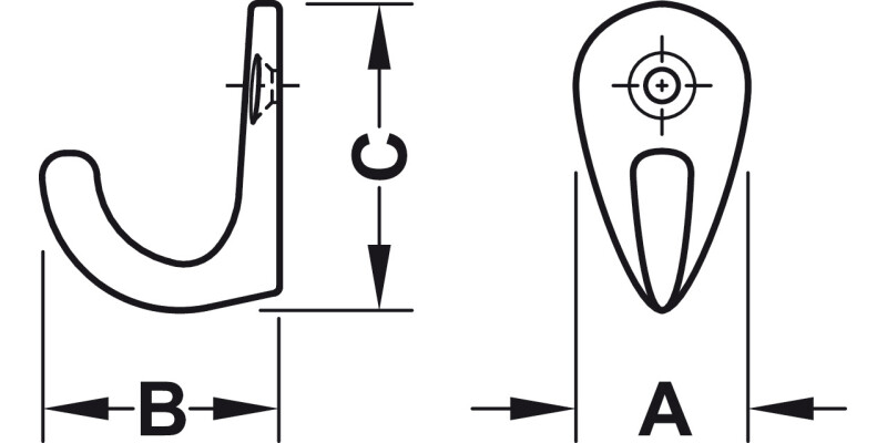 Coat Hook Single 30x12x23mm Alu Pol