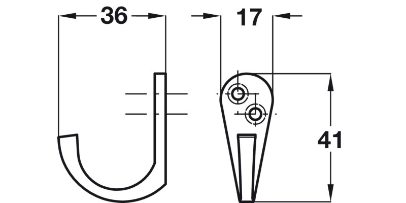 Trad Single Coat Hook 41mm ZA PC