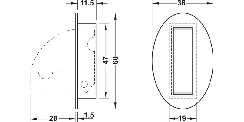 Folding Coat Hook 38x60mm Glue BMSS