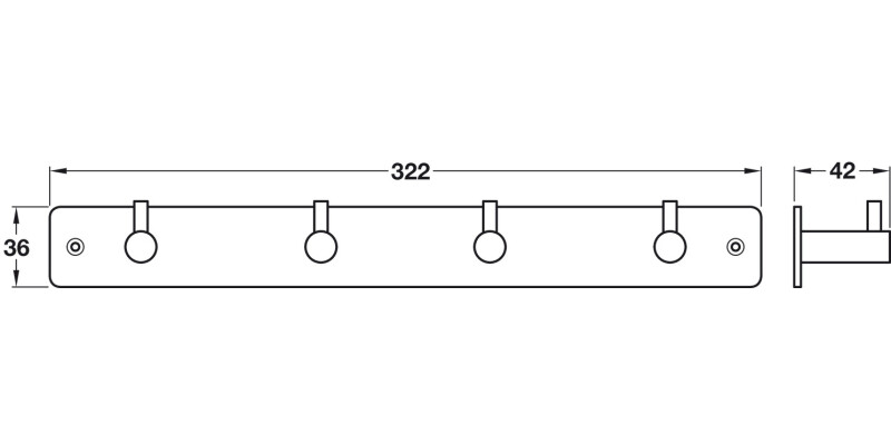 Coat Hook Rail 322x36x42mm BSS