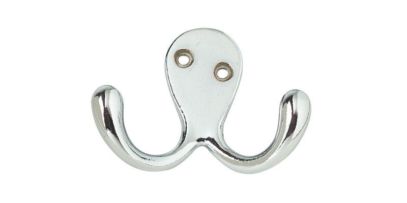 Coat Hook, Double, Zinc Alloy, 25 x 56 mm