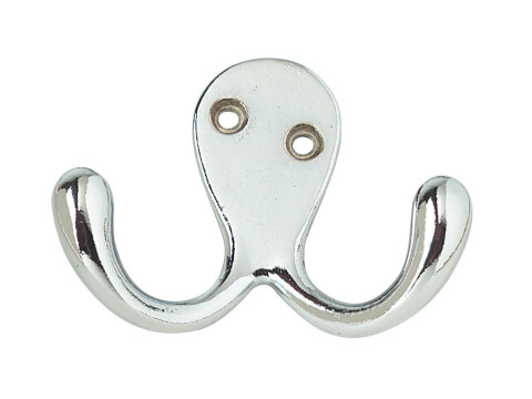 Coat Hook, Double, Zinc Alloy, 25 x 56 mm