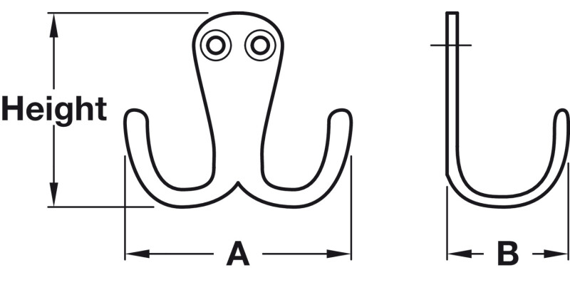 Coat Hook Double 48x60x34mm Alu Pol