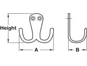 Coat Hook Double 48x60x34mm Alu Pol