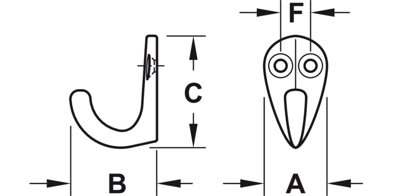 Coat Hook Single 42x21x35mm Alu Pol