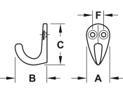 Coat Hook Single 42x21x35mm Alu Pol