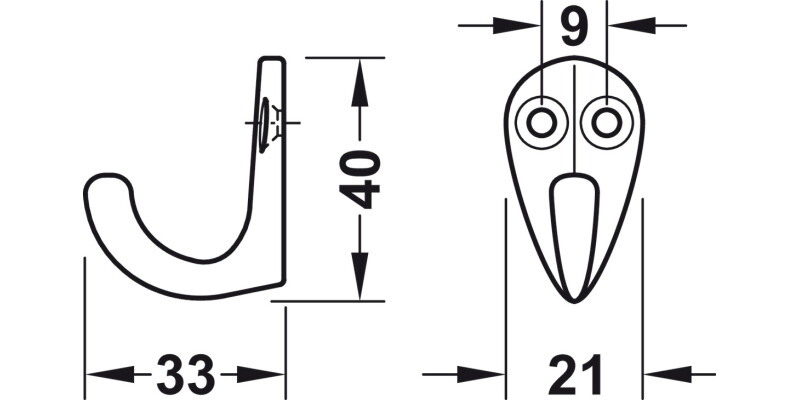Coat Hook Single 42x21x35mm Alu Pol