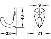 Coat Hook Single 42x21x35mm Alu Pol