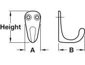 Coat Hook Single 42x21x35mm Alu Pol