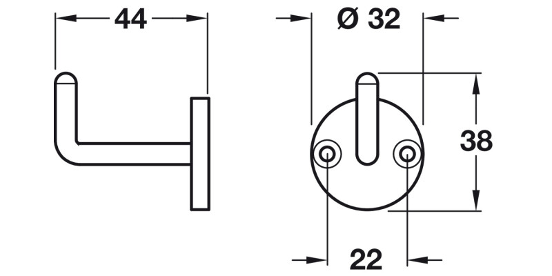 Coat Hook D32x38x44mm SSS