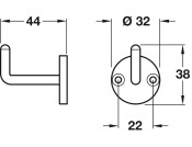 Coat Hook D32x38x44mm SSS