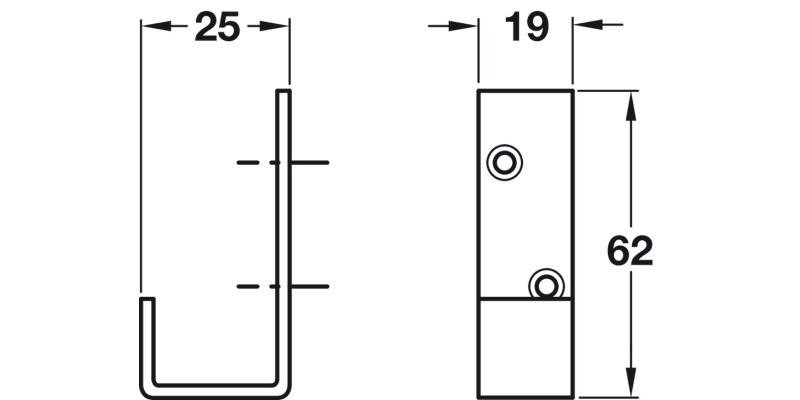Coat Hook 62x19x25mm SSS