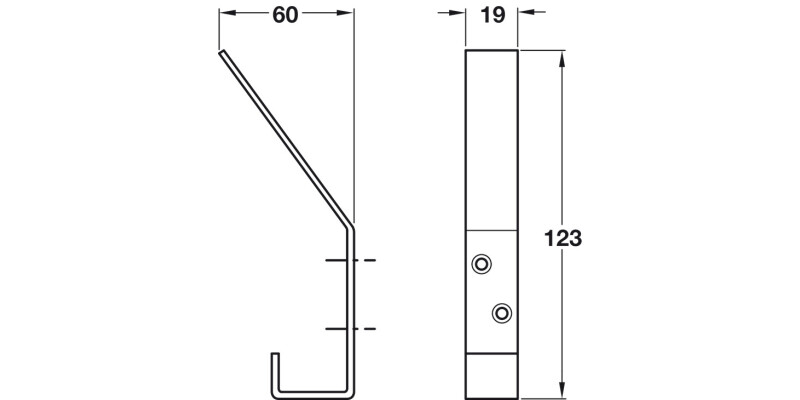 Hat+Coat Hook 123x60x19mm SSS
