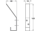 Hat+Coat Hook 123x60x19mm SSS