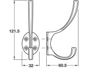Trad Hat+Coat Hook 124mm ZA SN