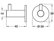 Coat Hook D35x42mm 316 SSS
