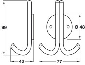Coat Hook D48x77x99x42mm SSS
