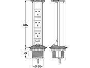 Powerdock Vert Std IP54 3x13A Blk/Alu
